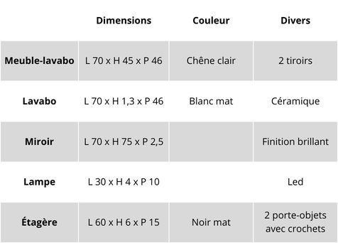 Caractéristiques du meuble de salle de bains Easy Cannettato 02